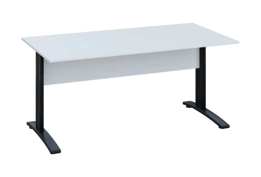 EPK 28 - 16 stůl kancelářský, kovová podnož černá, deska 25 mm, široký 1600 mm, bílá